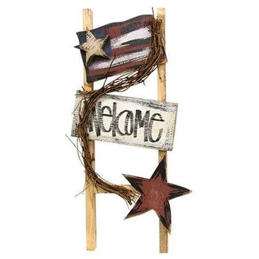 Flag & Star Welcome Ladder - The Fox Decor